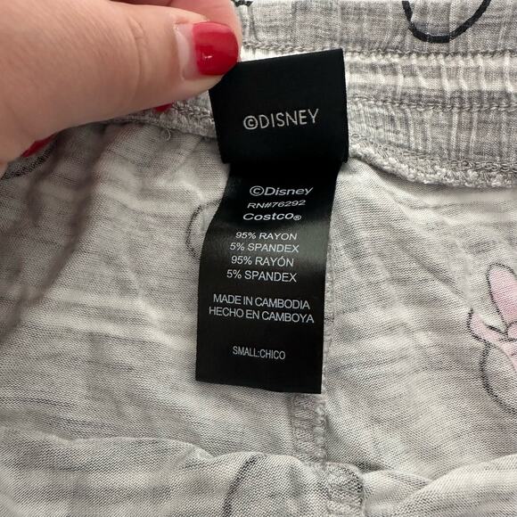 Disney Gray Minnie Mouse Striped Short Pajama Set with Pockets Size Small - Picture 10 of 13